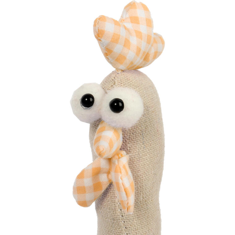 Figurka Wielkanocna Stojący Kogut 25cm, Pomarańczowy z Biało-Różową Kratką