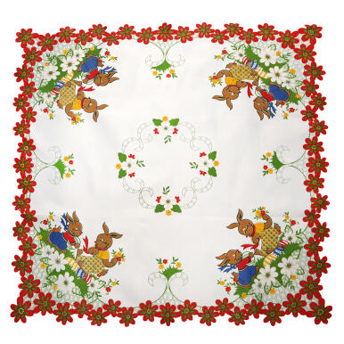 Plamoodporny Obrus świąteczny na stół Wielkanocny 85x85cm zające