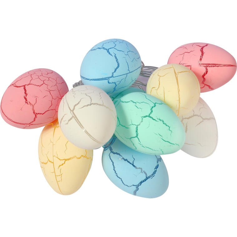 Girlanda Świetlna Wielkanocna z Jajek LED - Dekoracja Rustykalna 10Lamp, Kolorowe, Zasilanie Bateryjne