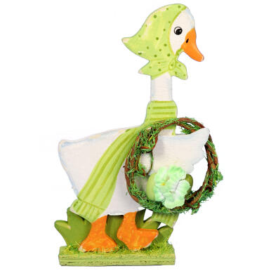 KACZUSZKA Z WIEŃCEM DEKORACJA DREWNIANA 14CM