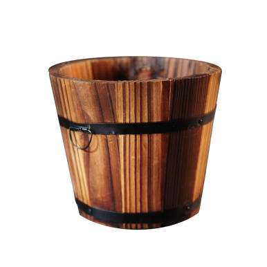 Drewniana Donica z Metalowymi Obręczami i Uchwytami 13x11x10 cm Kolekcja Premium
