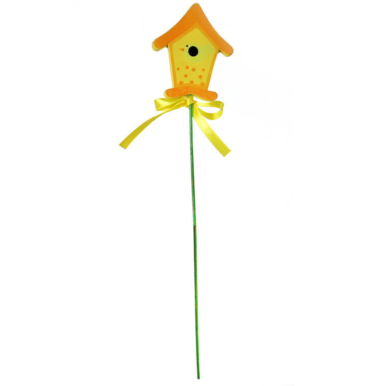 Żółty Drewniany Karmnik dla Ptaków o Wysokości 28 cm