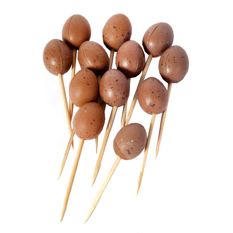 Jajka plastikowe na piku zestaw 12 sztuk 2,5cm brązowe