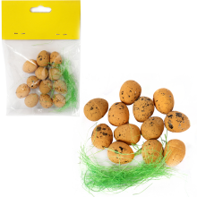 Zestaw dekoracyjnych jajek wielkanocnych styropianowych w sizalowym odcieniu brązu, 12 sztuk, 2,5 cm