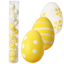 Jajka plastikowe zawieszki zestaw 12 sztuk 4cm żółte z dekorem