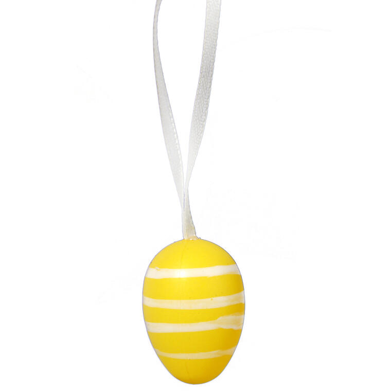 Jajka plastikowe zawieszki zestaw 12 sztuk 4cm żółte z dekorem
