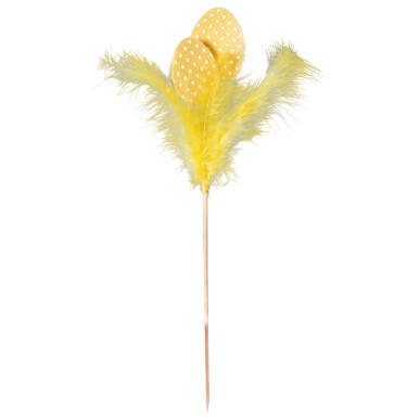 Jajka dekoracyjne z piórkami, żółte, 28 cm