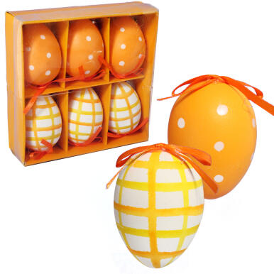 Zestaw świątecznych zawieszek - pomarańczowe jajka wielkanocne, 9 sztuk, 7cm.