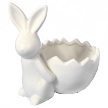 Biała Ceramiczna Figurka Zajączka na Święta Wielkanocne 14cm