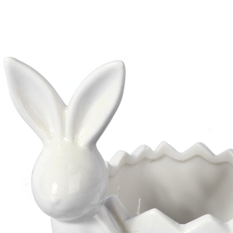 Biała Ceramiczna Figurka Zajączka na Święta Wielkanocne 14cm