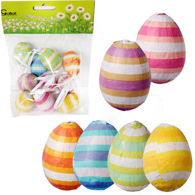 Jajka zawieszki w paski zestaw 10 sztuk 4cm