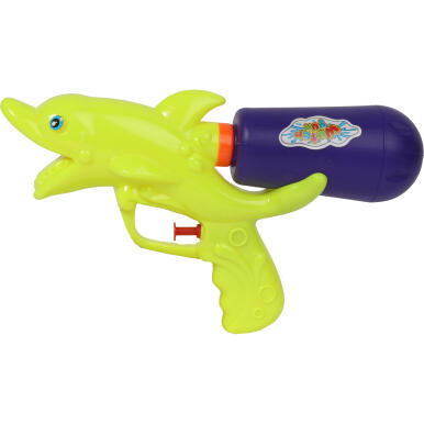 Żółty Pistolet na Wodę z Pojemnikiem Ciśnieniowym w Kształcie Rekina 24 cm