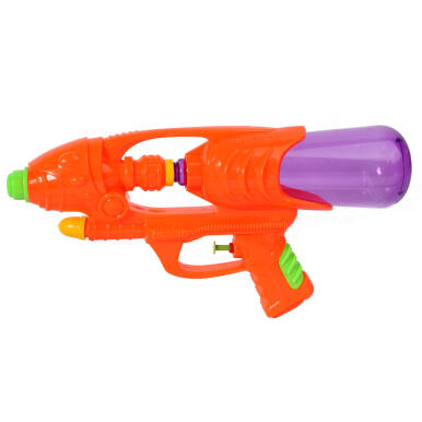 Pistolet na Wodę Śmigus-Dyngus 30cm w Kolorach Czerwieni i Fioletu z Odwrotnym Mocowaniem Pojemnika