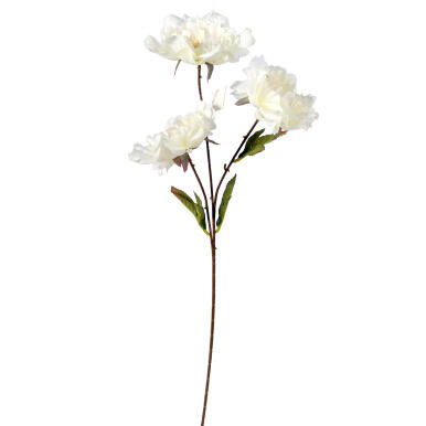 Sztuczna Gałązka z 3 Białymi Piwoniami - Dekoracja Wysokiej Jakości