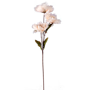 Sztuczne kwiaty - gałązka z 3 kremowymi piwoniami, 63 cm
