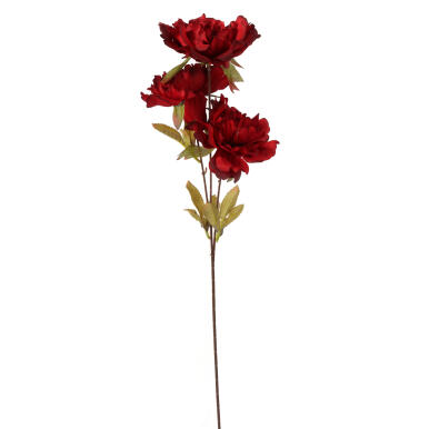 Sztuczna Gałązka z 3 Piwoniami Bordowymi - Dekoracja Wysokiej Jakości