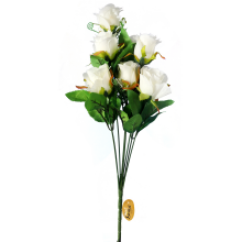 Elegancki Bukiet 9 Sztucznych Białych Róż Wysokość 48 cm