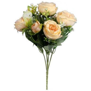 Elegancki Bukiet 5 Sztucznych Piwonii Koloru Kremowego - Dekoracja na Cały Rok