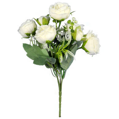 Elegancki Bukiet 5 Białych Piwonii Sztucznych - Dekoracja Wielosezonowa 35cm