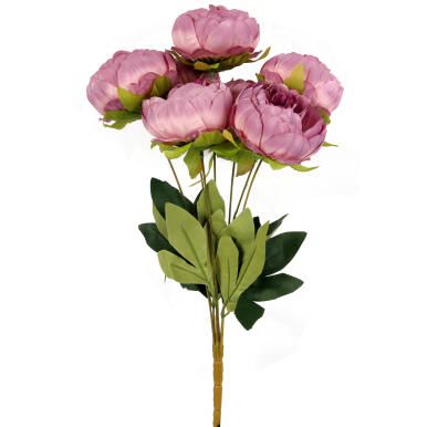 Sztuczny Bukiet 7 Piwonii Fioletowych 48cm - Realistyczne Kwiaty Dekoracyjne