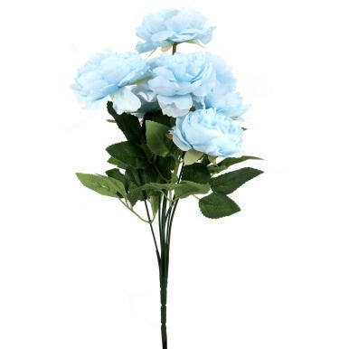 Sztuczny Bukiet 7 Piwonii 36cm, Kolor Jasnoniebieski - Dekoracja Wyglądająca Jak Żywe Kwiaty