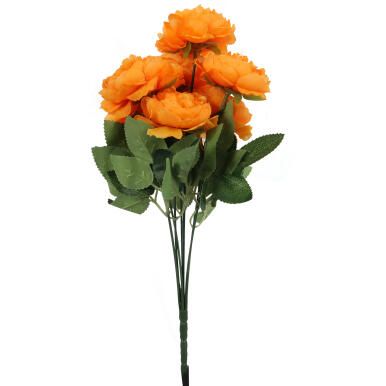 Pomarańczowy Bukiet 7 Sztucznych Piwonii 36cm o Realistycznym Wyglądzie