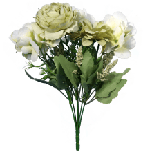 Sztuczny Bukiet Hortensji 7 Kwiatów 32cm - Kolor Zielony