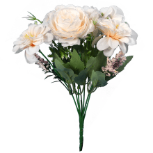 Bukiet Sztucznych Kwiatów Hortensja, 7 sztuk, Kolor Kremowy, Wysokość 32cm