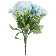 Bukiet 7 mieszanych kwiatów sztucznych z czosnkiem 32cm w kolorze niebieskim