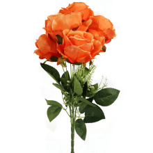 Bukiet Sztucznych Róż Pomarańczowych 42cm - Dekoracja Wysokiej Jakości