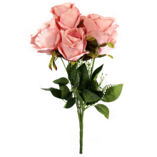 Sztuczny Bukiet 7 Róż 42cm - Kolor Łososiowy, Wygląd Jak Żywe