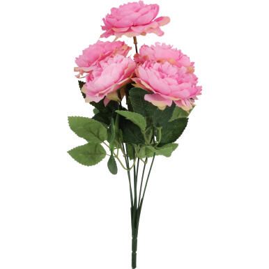 Sztuczne Piwonie w Bukiecie - 7 Sztuk, Kolor Różowy, Wysokość 36cm