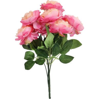 Sztuczny Bukiet Piwonii w Kolorze Łososiowym - 7 Sztuk, 36cm