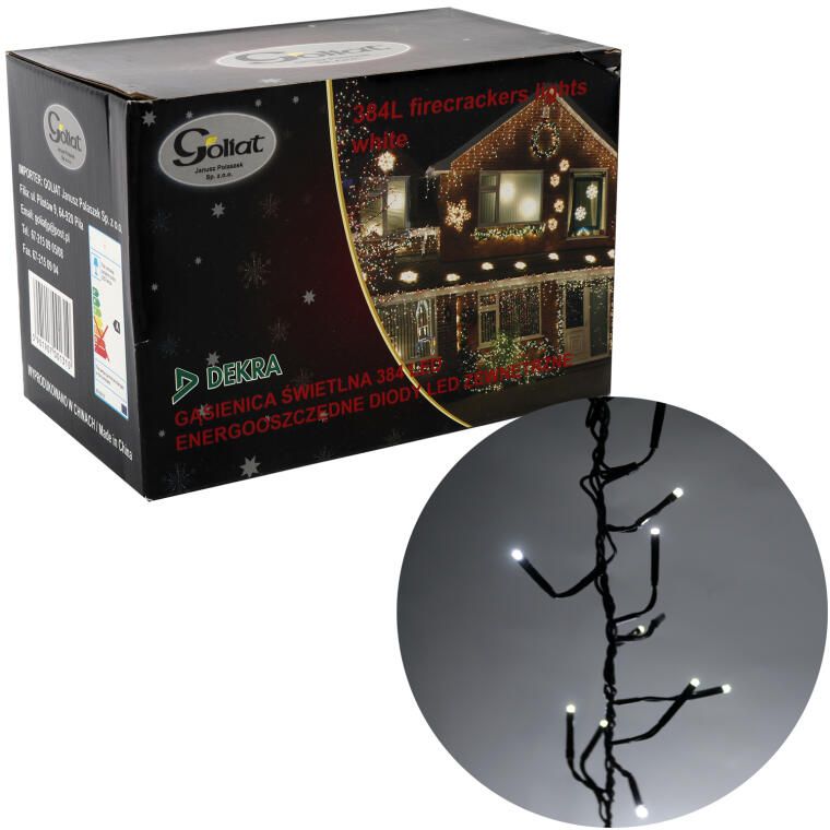 Lampki choinkowe 384 led energooszczędna gąsienica 10m zimny biały