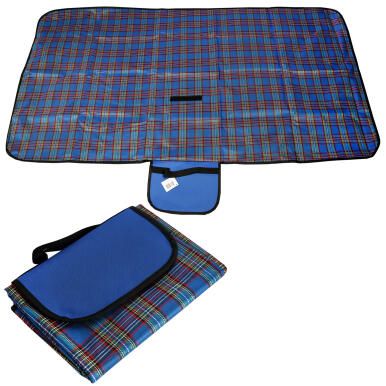 Uniwersalna Wodoodporna Mata Piknikowa i Plażowa z Uchwytem 145x80cm Niebieska