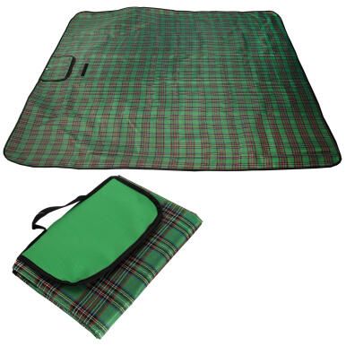 Mata Piknikowa z Wodoodpornym Kocem 145x180cm Zielona - Przenośna i Wygodna na Plażę, Kemping i Picnik