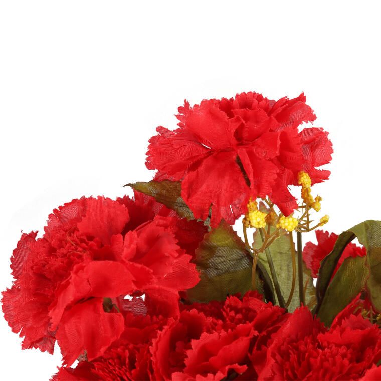 Czerwony Bukiet Sztucznych Goździków z Paprotkami - 18 Szczegółowo Odwzorowanych Kwiatów, Wysokość 48 cm