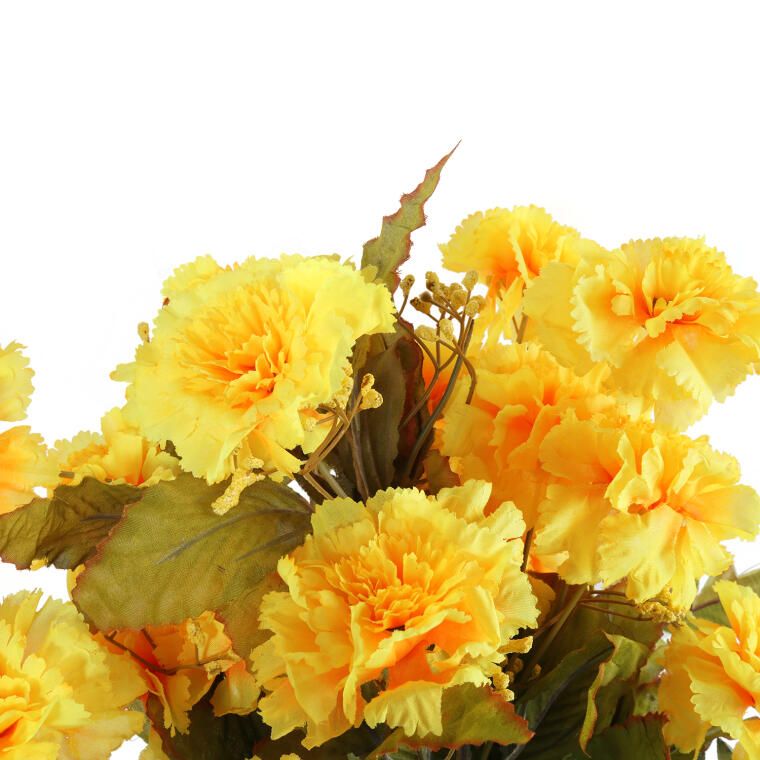 Sztuczny Bukiet 18 Żółtych Goździków z Paprotkami - Realistyczny Wygląd, Wysokość 46 cm