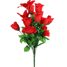 Czerwony Bukiet Sztucznych Kwiatów Żywe Piękno - Róża i Lilia, 54 cm