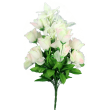 Biały Sztuczny Bukiet Kwiatów Róża i Lilia - 24 Sztuki, Wysokość 54 cm
