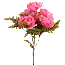 Sztuczne Róże w Bukiecie - 6 Sztuk, Kolor Jasno Różowy, Wysokość 48 cm