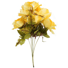 Sztuczne Żółte Róże - Wygląd Realistyczny - Bukiet 6 Sztuk - Wysokość 48 cm