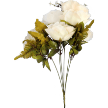 Sztuczny Bukiet 6 Białych Róż - Dekoracja Realistyczna o Wysokości 48cm