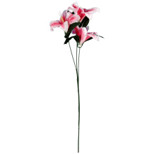 Dekoracyjna gałązka z trzema różowymi liliami o naturalnym wyglądzie, 60 cm