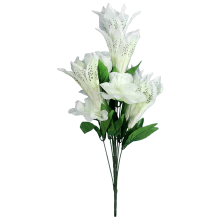 Elegancki Bukiet Sztucznych Kwiatów: 9 Lilii i Róża w Kolorze Białym