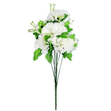 Biały Bukiet Sztucznych Goździków z Gipsówką - 9 Sztuk, 50 cm