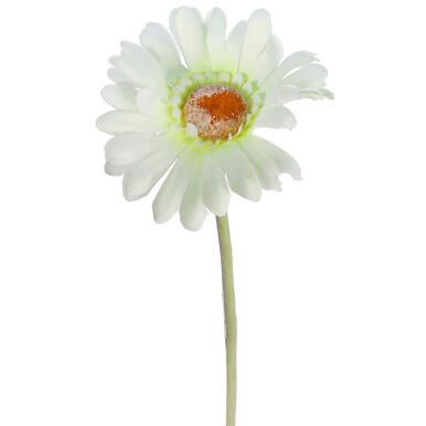 Gerbera Dekoracyjna Wyglądająca jak Żywa, Kolor Biało-Zielony, 55cm