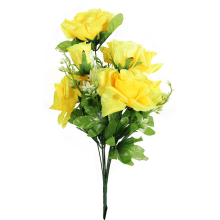 Sztuczne Róże w Bukiecie - 10 sztuk, Kolor Żółty, Wysokość 50 cm