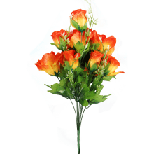 Sztuczne Róże w Bukiecie - 10 Sztuk, Kolor Pomarańczowy, Wysokość 50 cm