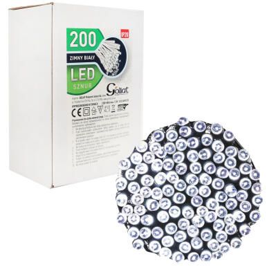 Lampki choinkowe 200 led zimny biały wewnętrzne biały kabel (bisłe opakowanie)